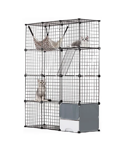 Cozito Cat Cage 4-Tier 41x14x55 in Metal Enclosure with Hammock