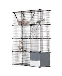 Cozito Cat Cage 4-Tier 41x14x55 in Metal Enclosure with Hammock
