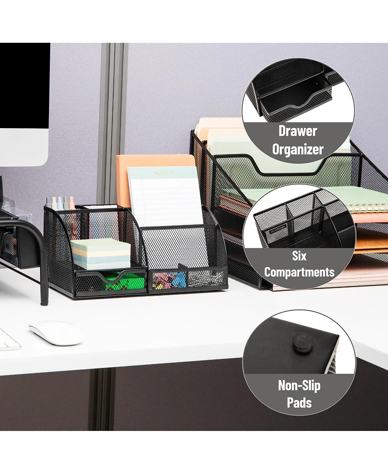 Gnuadz Desktop Organizer Metal Mesh Office File Storage Mail Holder