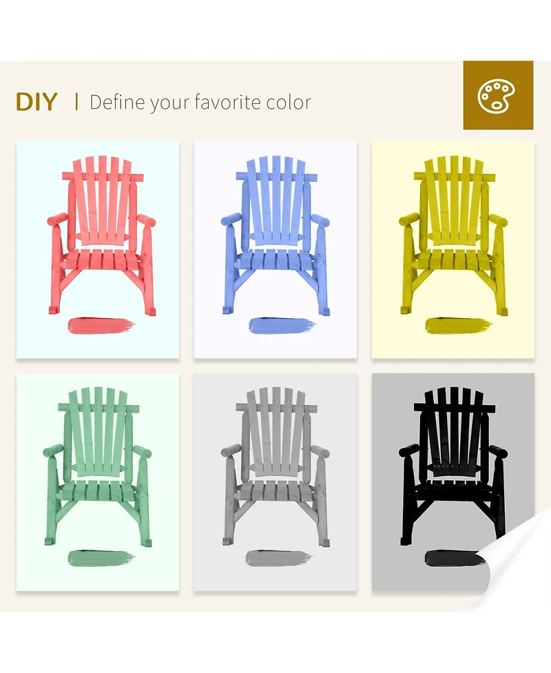 Outsunny Wooden Adirondack Porch Rocking Chair, Rustic Slatted Log Rocker for Indoor Outdoor Patio & Lawn, Natural