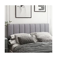 Gouun Linen Upholstered Headboard with Adjustable Width and Solid Wood Legs