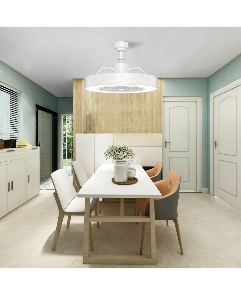 Mecale 23 Inch Ceiling Fan with Led Light Remote Starry Lampshade