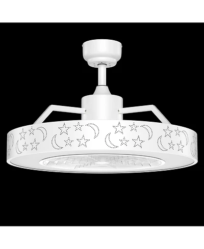Mecale 23 Inch Ceiling Fan with Led Light Remote Starry Lampshade