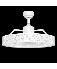 Mecale 23 Inch Ceiling Fan with Led Light Remote Starry Lampshade
