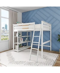 Max & Lily Max and Lily Solid Wood Full Size High Loft Bed with Bookcase for Kids