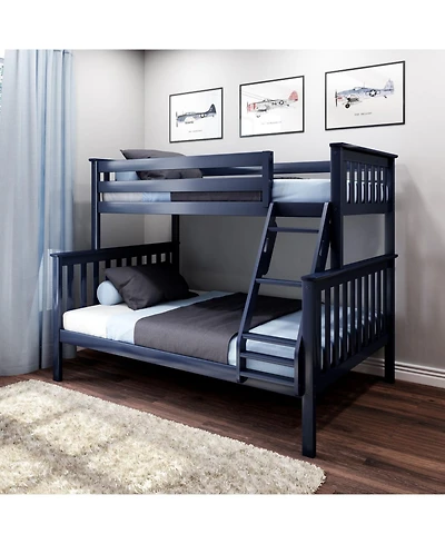 Max & Lily Bunk Bed Twin over Full Size, Solid Wood Beds with Ladder for Kids