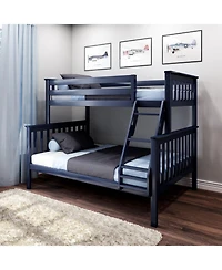 Max & Lily Bunk Bed Twin over Full Size, Solid Wood Beds with Ladder for Kids