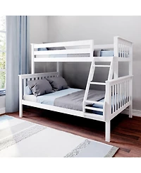 Max & Lily Bunk Bed Twin over Full Size, Solid Wood Beds with Ladder for Kids