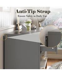 Rainsken Spacious 6-Drawer Chest of Drawers, 47.24'' Modern Dresser with Metal Accent Handles and Solid Wood Legs for Household Storage