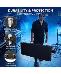 Yescom Universal Rectangular Electric Guitar Hard Case with Folding Guitar Stand