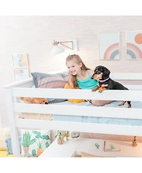 Max & Lily Twin Loft Bed, Solid Wood Loft Bed with Desk and Storage Shelves for Kids