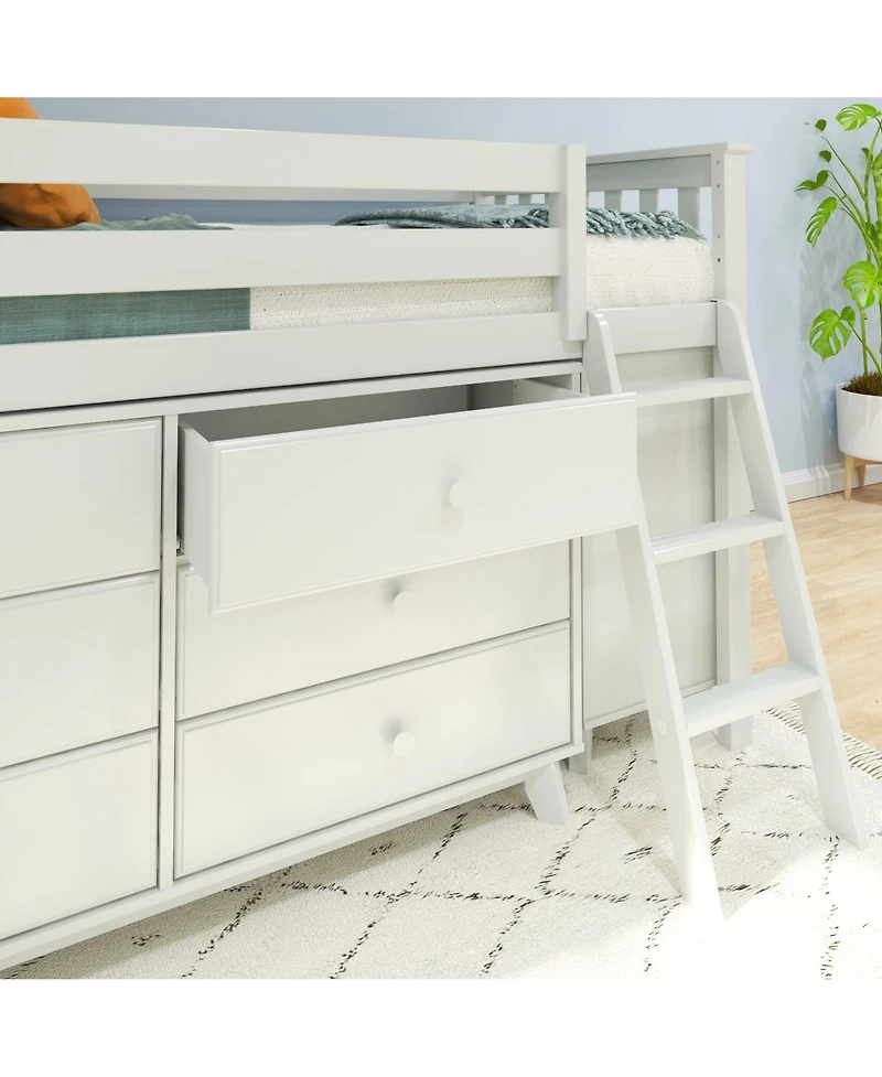 Max & Lily Twin-Size Low Loft with Pull-Out Desk and 3-Drawer Dressers
