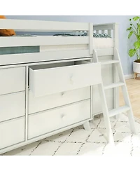 Max & Lily Twin-Size Low Loft with Pull-Out Desk and 3-Drawer Dressers