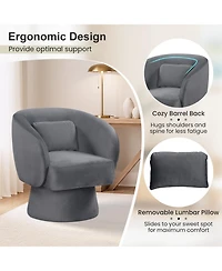 Gouun 360-Degree Swivel Barrel Chair with Lumbar Pillow