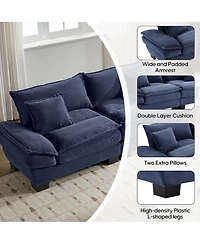 Rainsken 84" Corduroy Loveseat Sofa, Contemporary Deep Seat Couch with Cushion Pillows for Living Room and Home Office