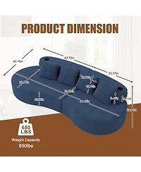 Rainsken 3-Seater Half Moon Curved Sectional Sofa, Modern Modular Couch with Soft Chenille Fabric, 2 Cup Holders and Side Pockets for Living Room