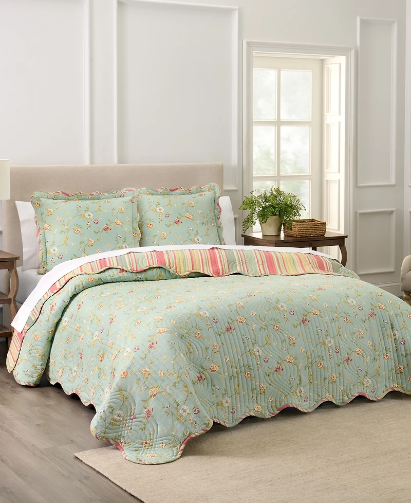 Waverly Garden Glitz Cotton 3-Pc. Quilt Set