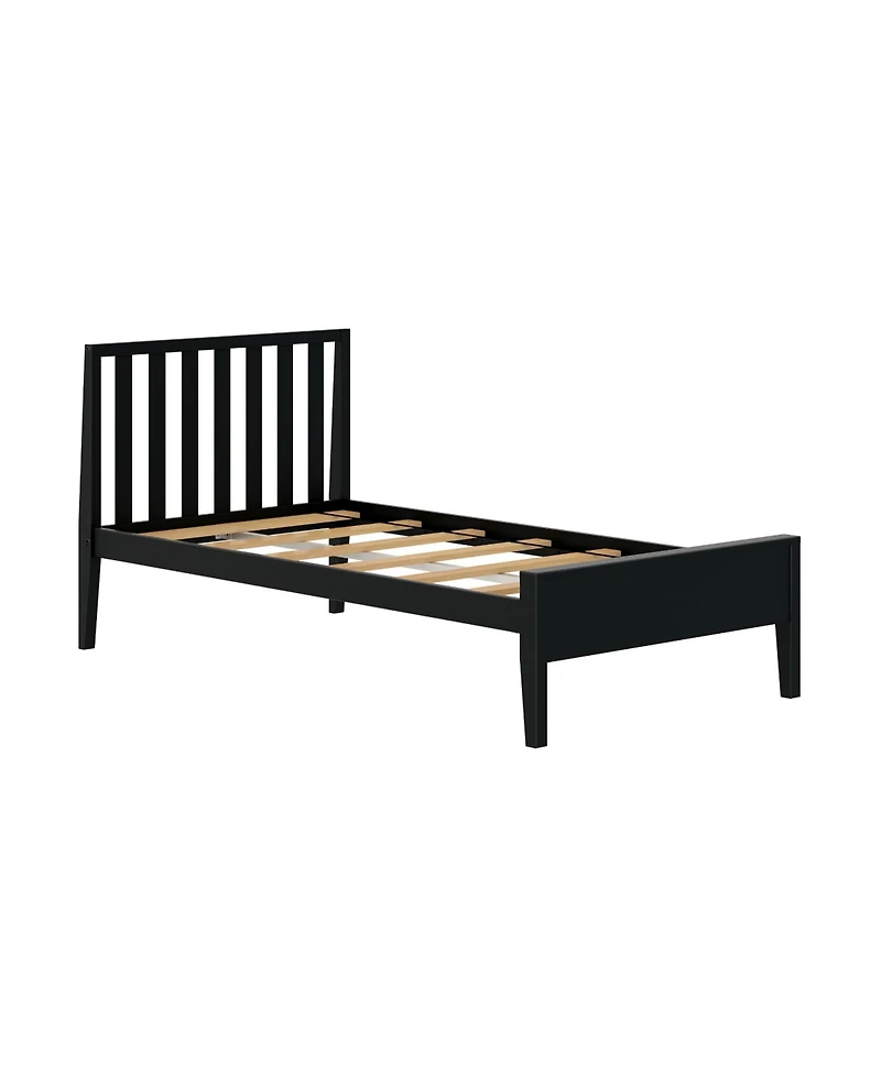 Max & Lily Scandinavian Twin Bed Frame, Solid Wood Platform with Headboard