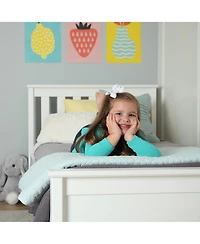 Max and Lily Twin Bed Frame with Headboard, Solid Wood Platform for Kids