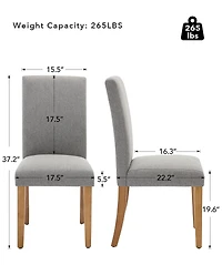 gaomon Dining Chairs Set of,Modern Fabric Upholstered Ergonomic Chairs with Curved Backrest,Heavy-Duty Wood Legs