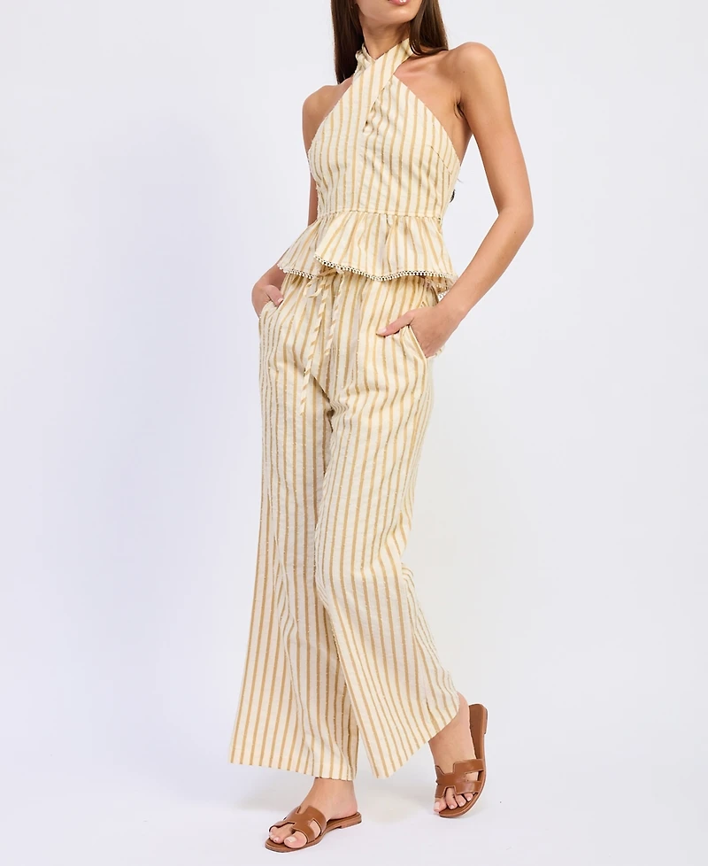 En Saison Women's Pull-On Self-Tie Waist Pants