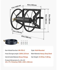Sugift Wall Mounted Hose Reel Holds 200 ft 5/8 in Hose Steel Space Saving