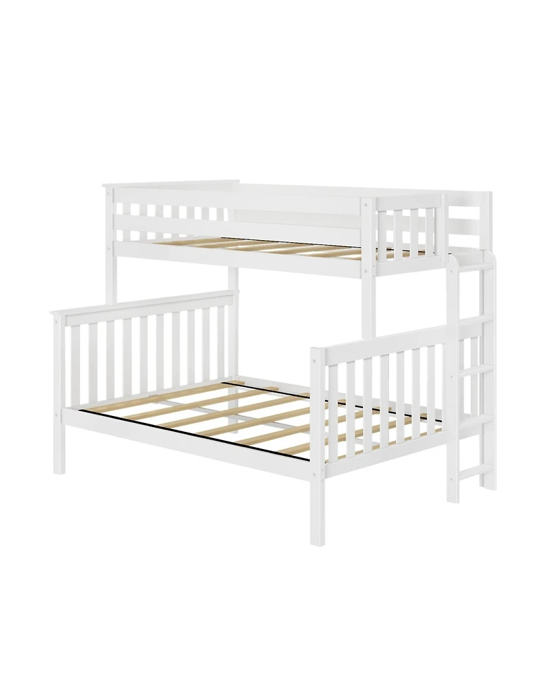 Max & Lily Solid Wood Bunk Bed, Twin over Full with Ladder on End for Kids
