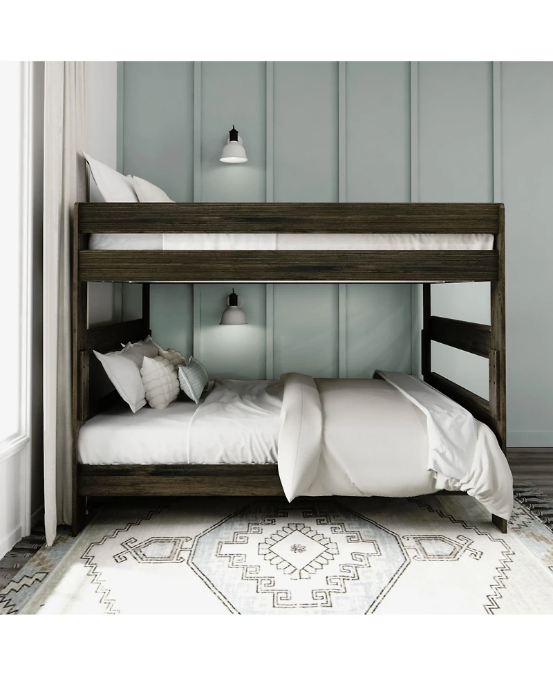 Max & Lily Farmhouse Queen Over Queen Bunk Bed for Kids Solid Wood