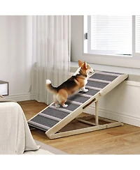 Aostirmotor Foldable dog ramp for couch and bed, adjustable from 16" to 23.5", non-slip carpet, ideal for small to large dogs