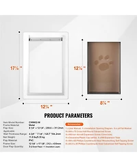 Aostirmotor Medium Wall-Mount Pet Door, lockable with 3 magnetic flaps, sturdy metal frame, energy-efficient and secure, easy installation