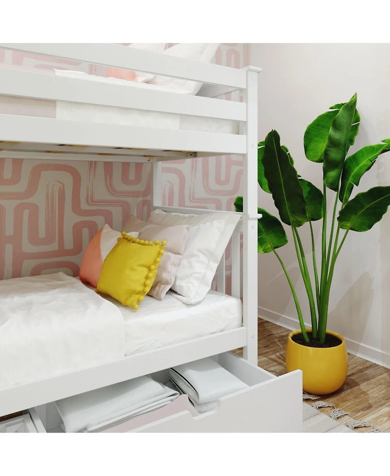 Max & Lily Bunk Bed with Ladder on End and Storage Drawers