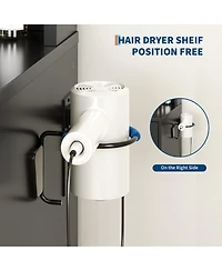 Homfan Vanity Makeup Desk with Adjustable Led Mirror, 3 Drawers and 2 Cabinets, Stool and Charging Station, Dressing Table for Women