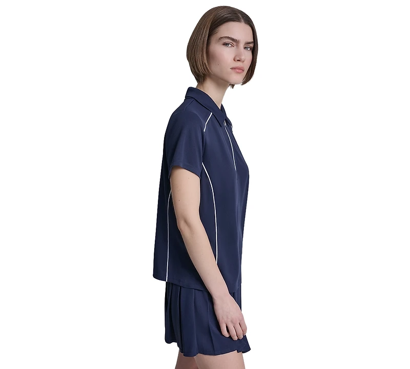 Dkny Sport Women's Court Pique Collared Neck Polo T-Shirt