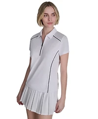 Dkny Sport Women's Court Pique Collared Neck Polo T-Shirt