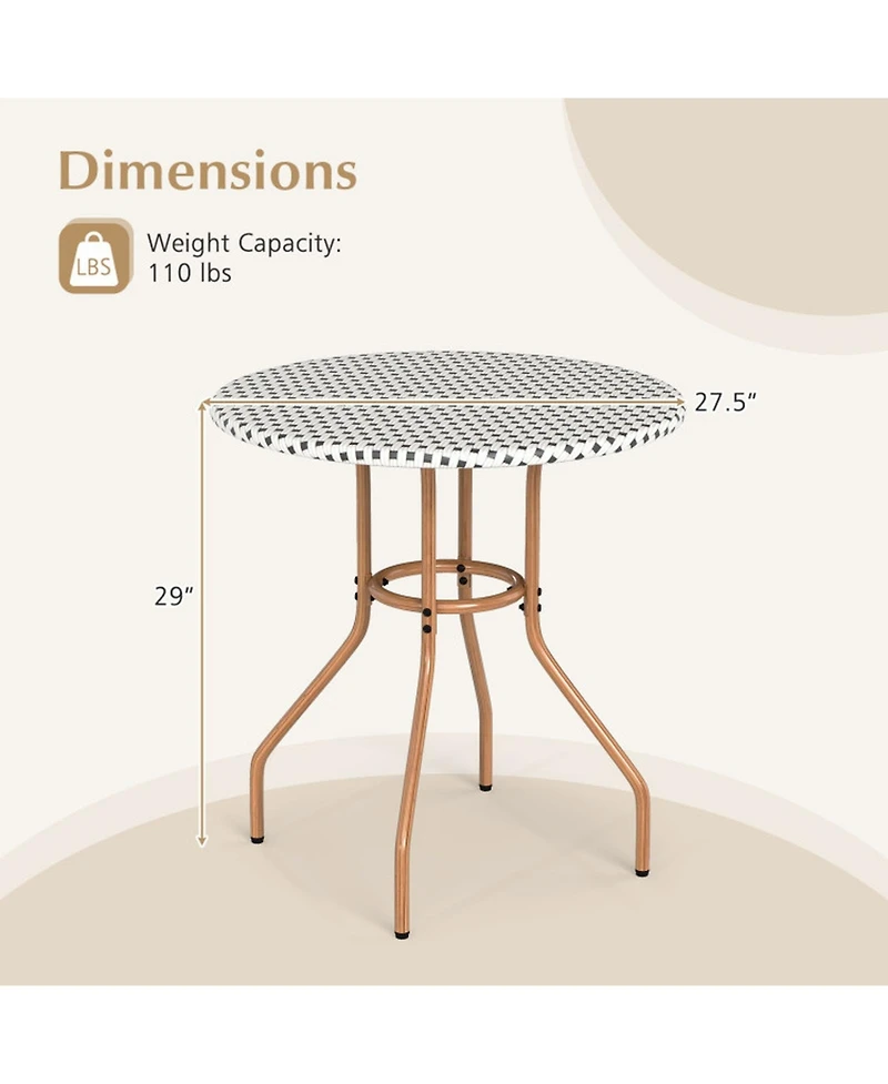 Gouun 27.5 in Pe Rattan Outdoor Bistro Table with Metal Frame