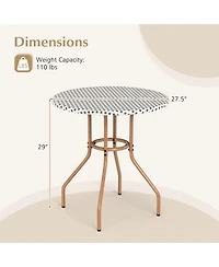 Gouun 27.5 in Pe Rattan Outdoor Bistro Table with Metal Frame