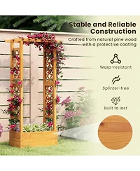 Sugift Wooden Raised Garden Bed with Lattice Trellis and Roof