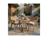 sumyeg Outdoor Hermosa 3 Pieces Kd Wood Dining Set With Cushions