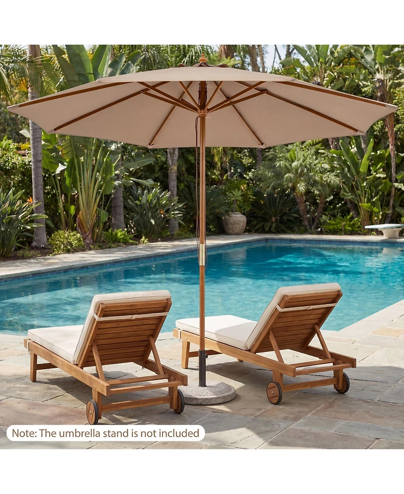 Sugift 9 Ft Patio Umbrella Outdoor Table Market Umbrella with 8 Sturdy Bamboo Ribs