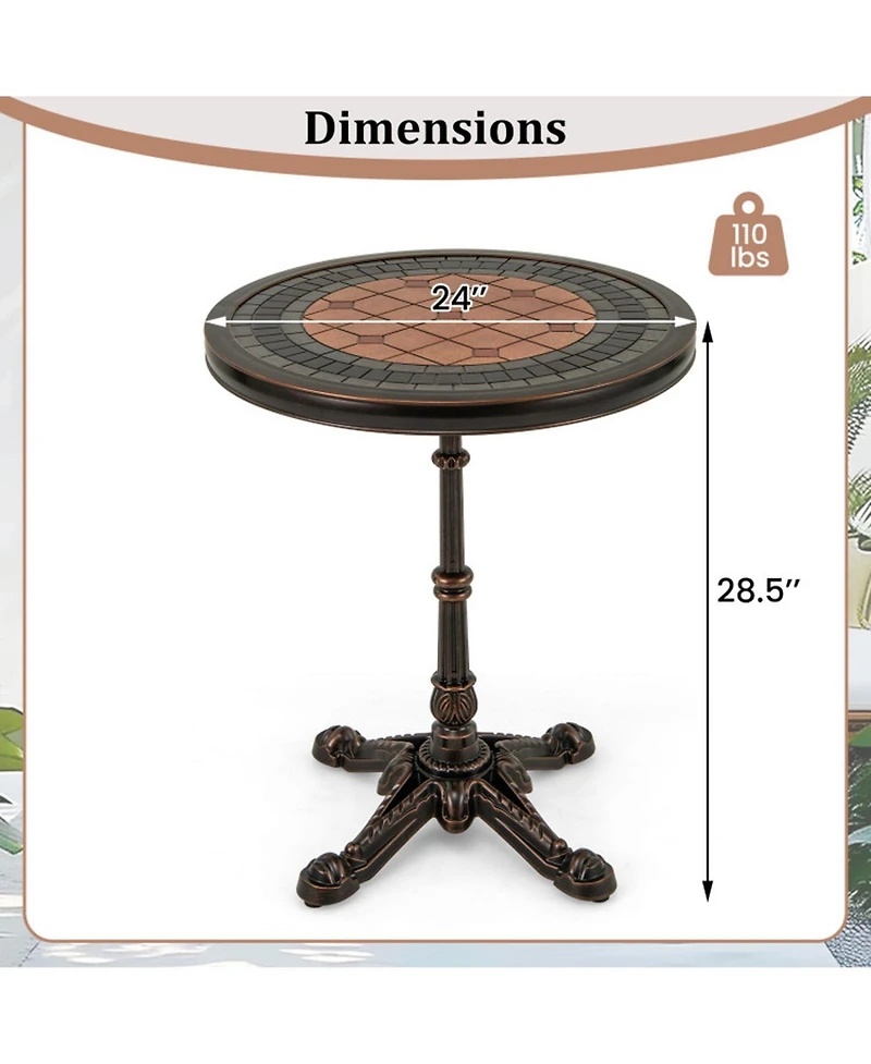 Gouun Cast Aluminum 24 in Round Outdoor Table with Weather-Resistant Finish