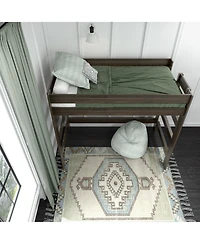 Max & Lily Solid Wood Modern Farmhouse High Loft Bed, Twin Bed Frame For Kids