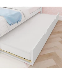 Max & Lily Full Size Bed Frame with Trundle, Classic Solid Wood Platform Bed for Kids