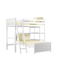Max & Lily Solid Wood L-Shaped Twin over Twin Bunk Bed with Bookcase for Kids