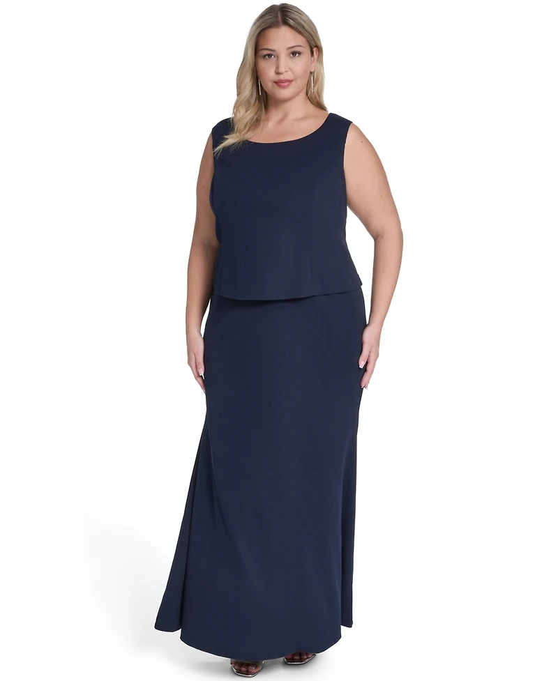 Jessica Howard Plus Scoop Neck Gown & Jacket, 2-Piece Set
