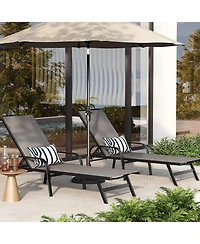 Homfan Adjustable 5-Position Outdoor Lounge Chairs Set of 2 - Durable Textilene Reclining Patio Chaise