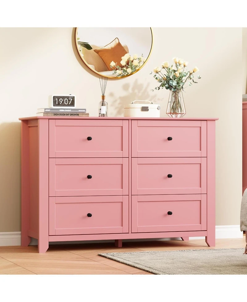 gaomon 6 Drawer Dresser for Bedroom, Dresser with Deep Drawers and Metal Knobs, Large Modern Wooden Chests of Drawers for Entryway