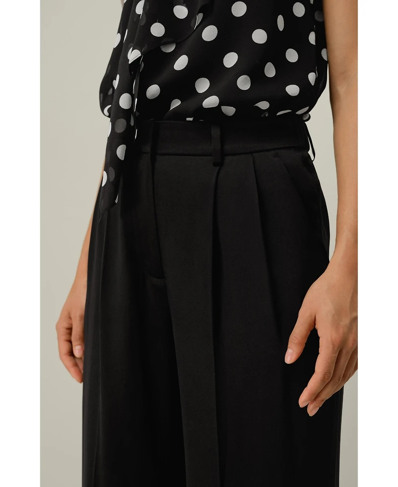 Lilysilk Women's Double Faced Charmeuse Silk Straight Leg Pants