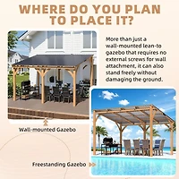 Aecojoy 12' x 10' Outdoor Wooden Gazebo, Patio Lean to Hardtop Pergolas and Gazebos