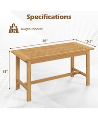 Gymax 36''Patio Coffee Table Solid Wood Coffee Table w/ Slatted Tabletop