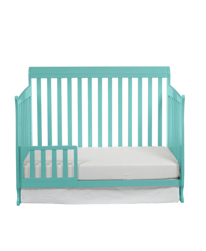Flynama Turquoise 4in1 Convertible Crib Classic Sleigh Design Safe Finish for Baby Nursery